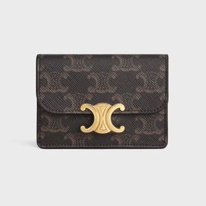 CELINE CARD HOLDER WALLET WITH FLAP TRIOMPHE IN TRIOMPHE CANVAS